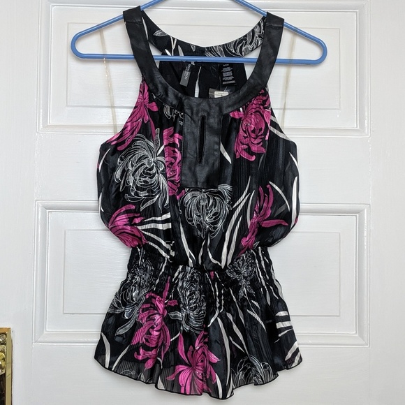 Bisou Bisou Floral Keyhole Blouse - Picture 1 of 4
